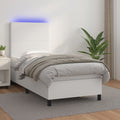 vidaXL Łóżko kontynentalne z materacem i LED, biała ekoskóra 100x200cm