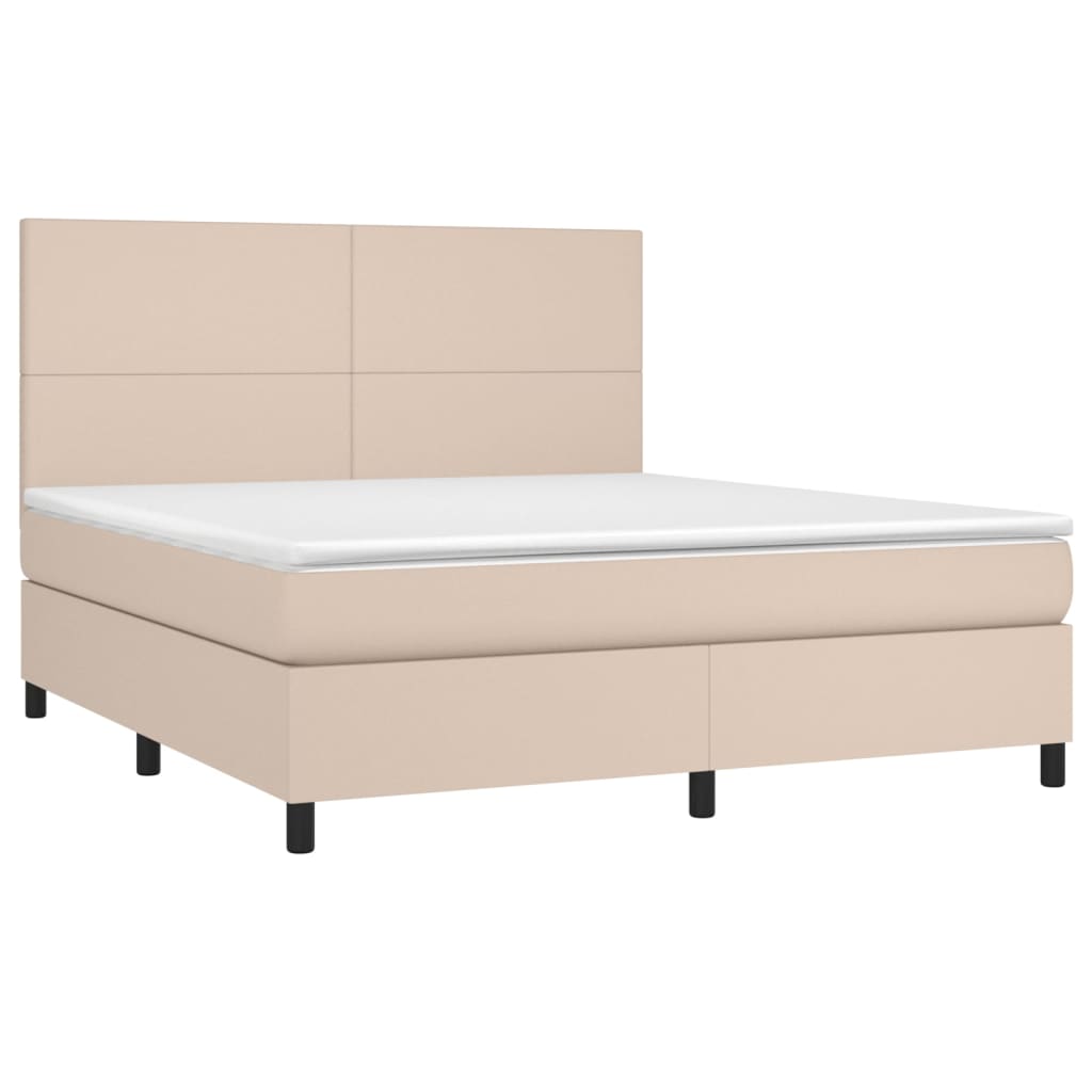 vidaXL Łóżko kontynentalne, materac i LED cappuccino 160x200 cm