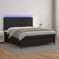 vidaXL Łóżko kontynentalne z materacem i LED czarna ekoskóra 180x200cm