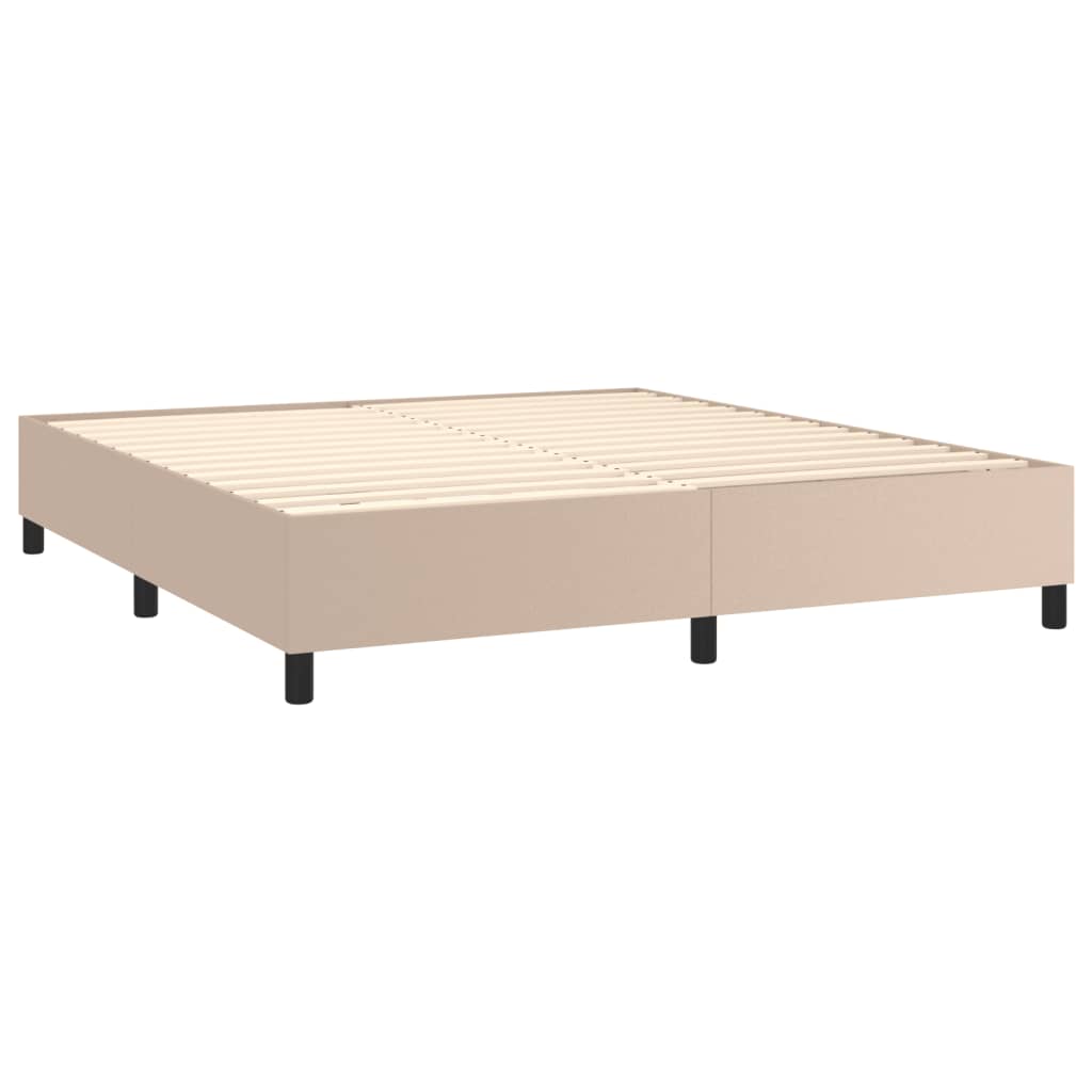 vidaXL Łóżko kontynentalne, materac i LED cappuccino 180x200 cm