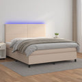 vidaXL Łóżko kontynentalne, materac i LED cappuccino 180x200 cm