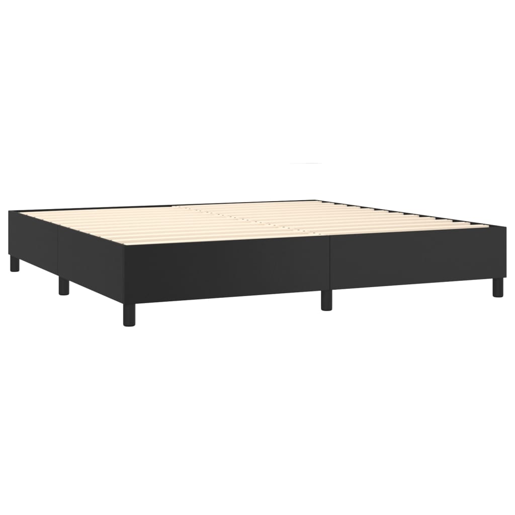 vidaXL Łóżko kontynentalne z materacem i LED czarna ekoskóra 200x200cm