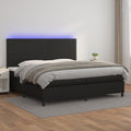 vidaXL Łóżko kontynentalne z materacem i LED czarna ekoskóra 200x200cm
