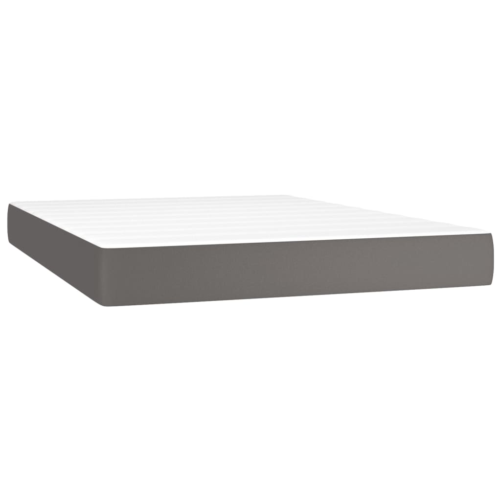 vidaXL Łóżko kontynentalne z materacem i LED, szara ekoskóra 140x200cm