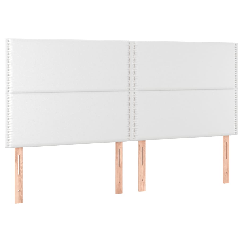 vidaXL Łóżko kontynentalne z materacem i LED, biała ekoskóra 200x200cm