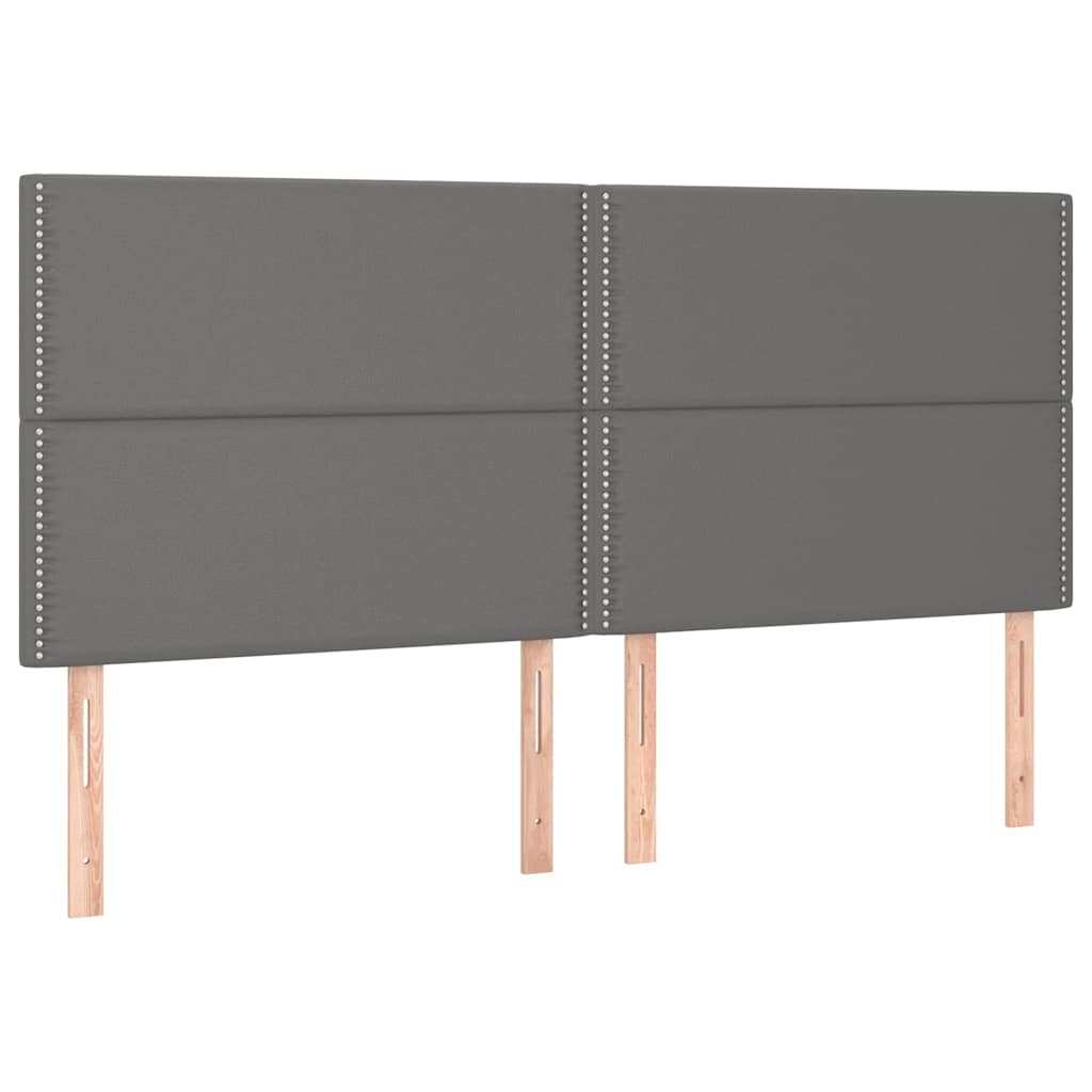 vidaXL Łóżko kontynentalne z materacem i LED, szara ekoskóra 200x200cm
