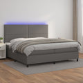 vidaXL Łóżko kontynentalne z materacem i LED, szara ekoskóra 200x200cm