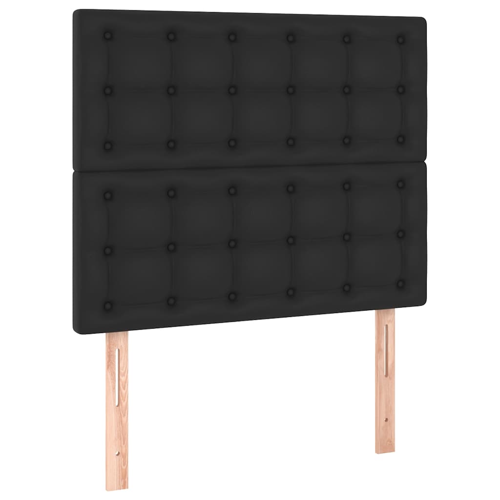 vidaXL Łóżko kontynentalne z materacem i LED czarna ekoskóra 80x200 cm