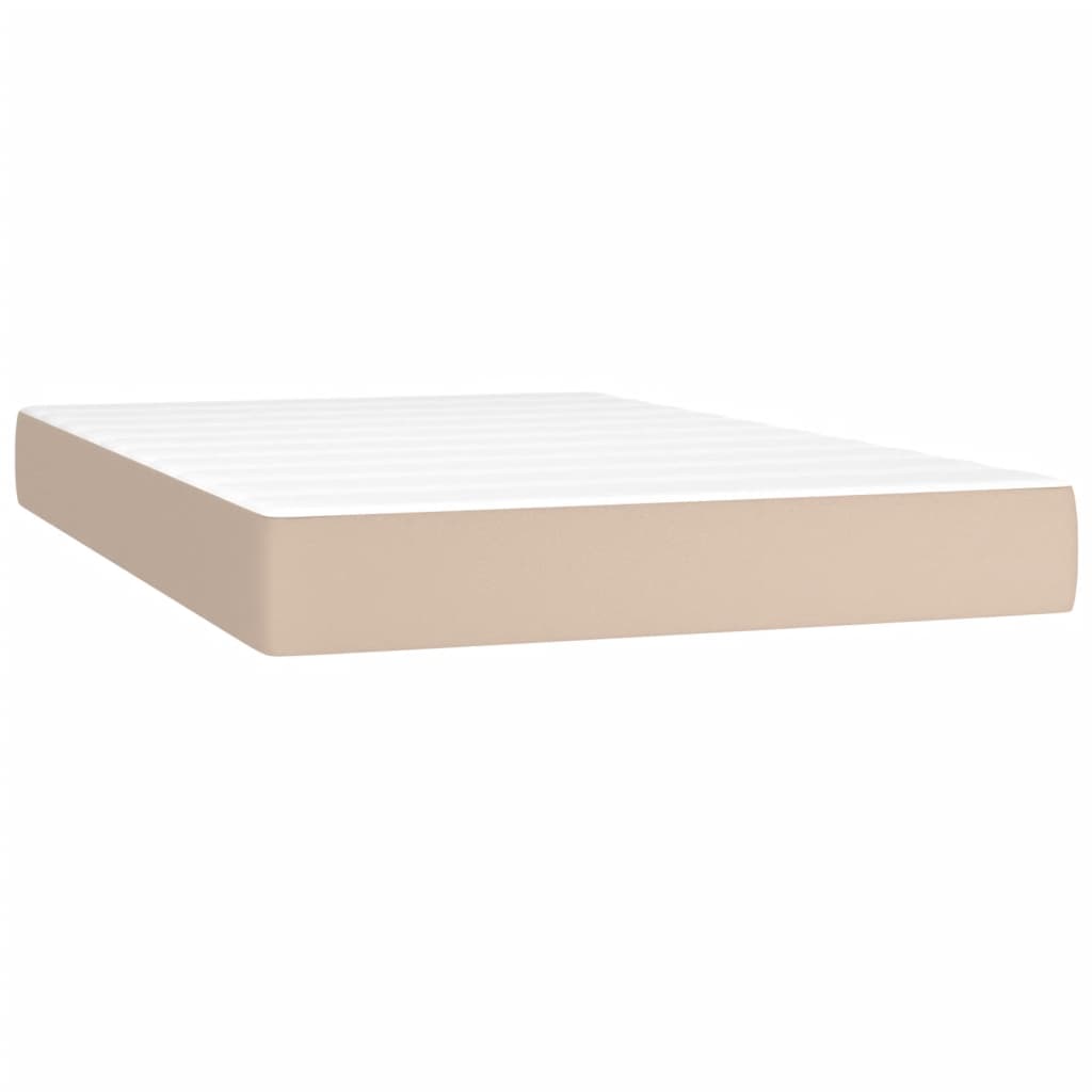 vidaXL Łóżko kontynentalne, materac i LED cappuccino 120x200cm