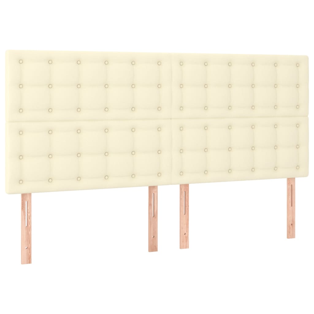 vidaXL Łóżko kontynentalne z LED, materac, kremowe, ekoskóra 160x200cm