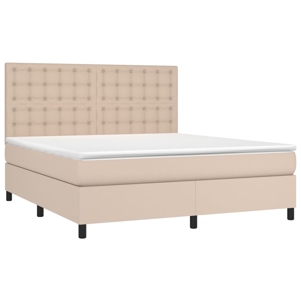 vidaXL Łóżko kontynentalne, materac i LED cappuccino 180x200 cm