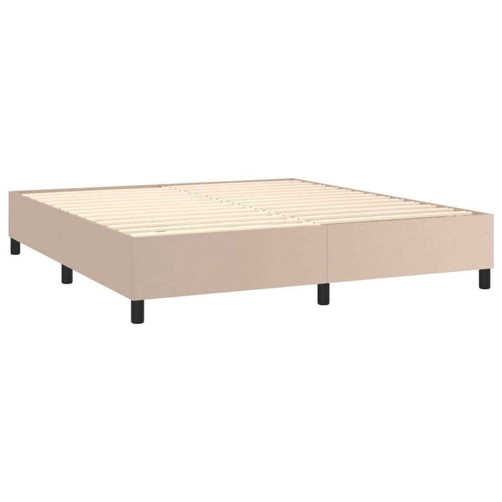 vidaXL Łóżko kontynentalne, materac i LED cappuccino 180x200 cm
