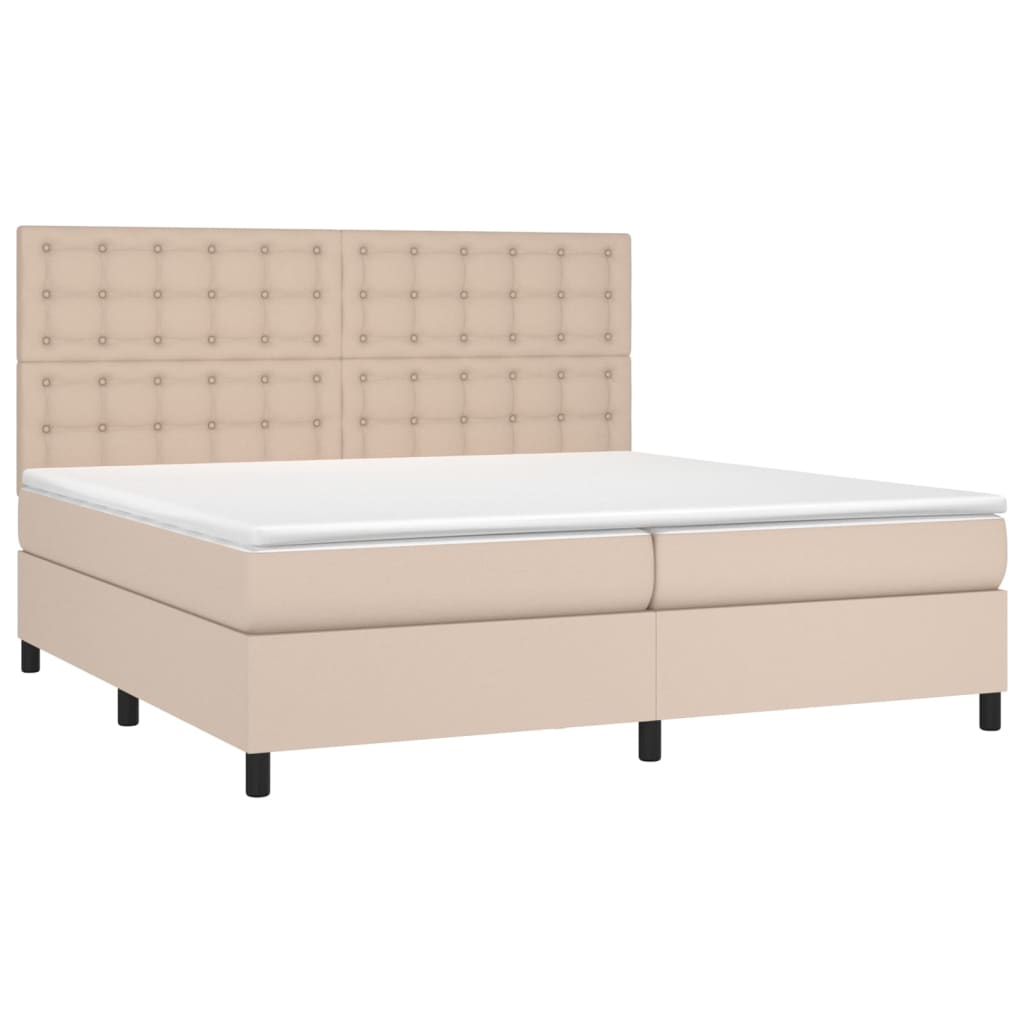 vidaXL Łóżko kontynentalne, materac i LED cappuccino 200x200 cm