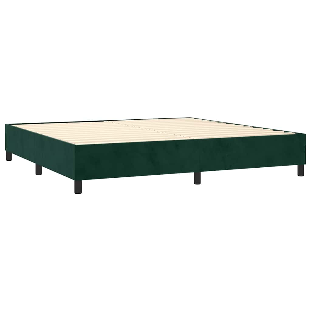 vidaXL Łóżko kontynentalne z materacem i LED zielony aksamit 200x200cm