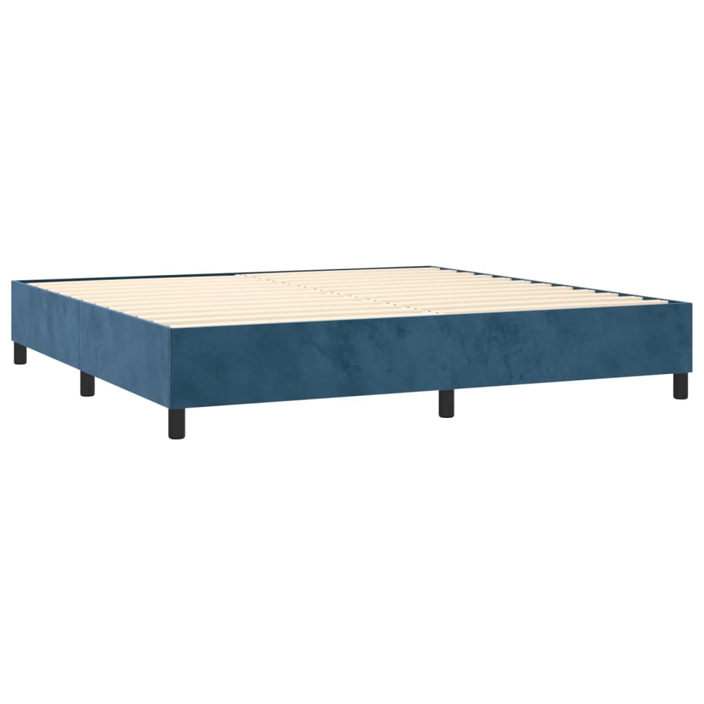 vidaXL Łóżko kontynentalne, materac i LED, niebieski aksamit 200x200cm