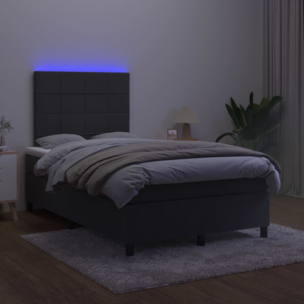 vidaXL Łóżko kontynentalne z materacem i LED, czarny aksamit 120x200cm