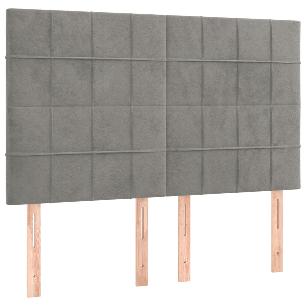 vidaXL Łóżko kontynentalne z materacem i LED, szare 140x200cm, aksamit
