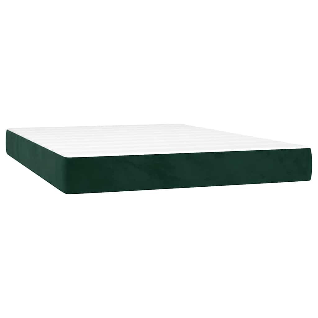 vidaXL Łóżko kontynentalne z materacem i LED zielony aksamit 140x200cm