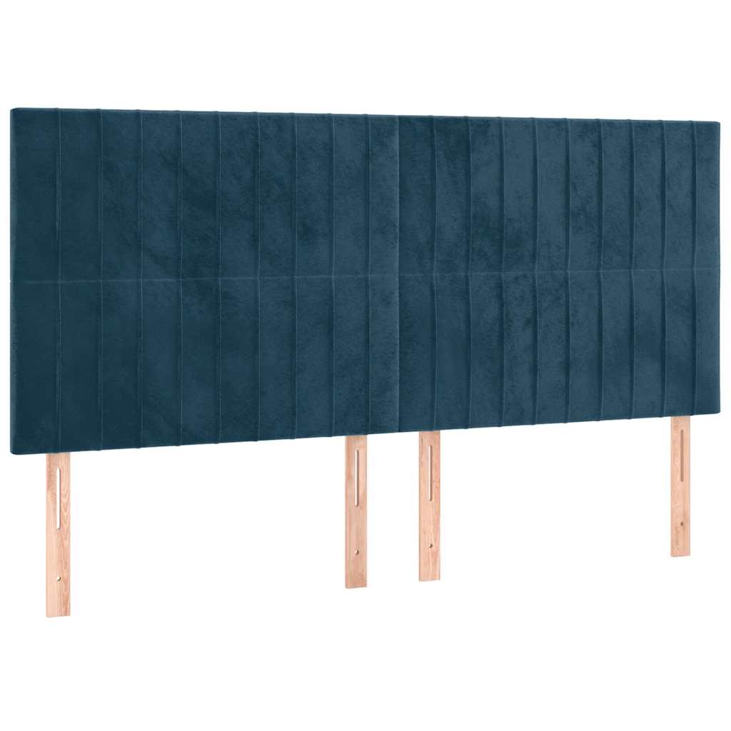 vidaXL Łóżko kontynentalne, materac i LED, niebieski aksamit 160x200cm