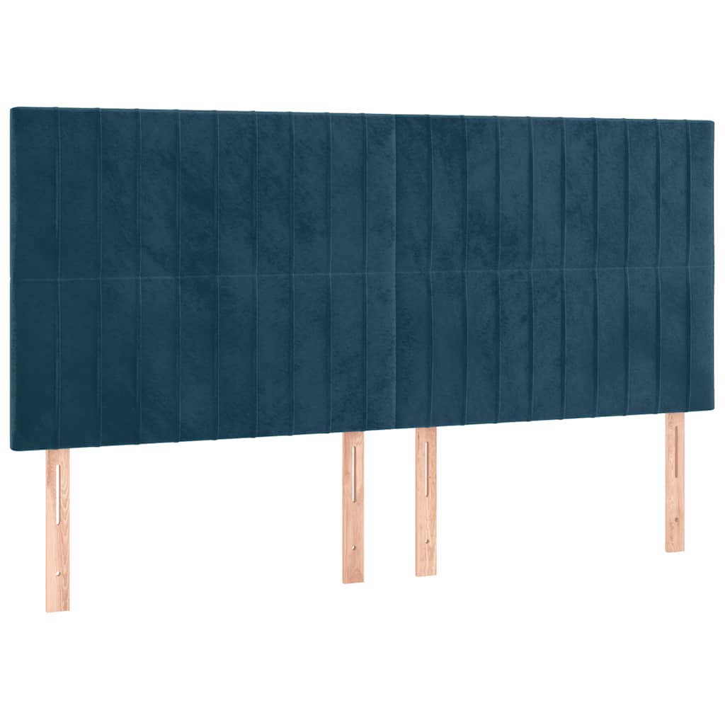 vidaXL Łóżko kontynentalne, materac i LED, niebieski aksamit 180x200cm