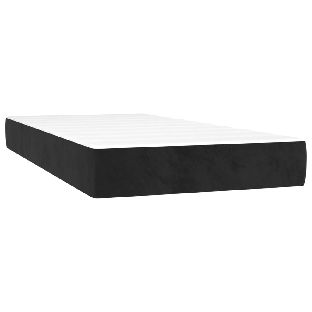 vidaXL Łóżko kontynentalne z materacem i LED, czarny aksamit 80x200 cm