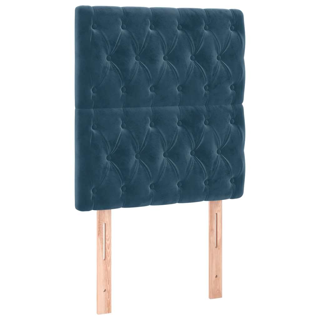 vidaXL Łóżko kontynentalne, materac i LED, niebieski aksamit 80x200 cm