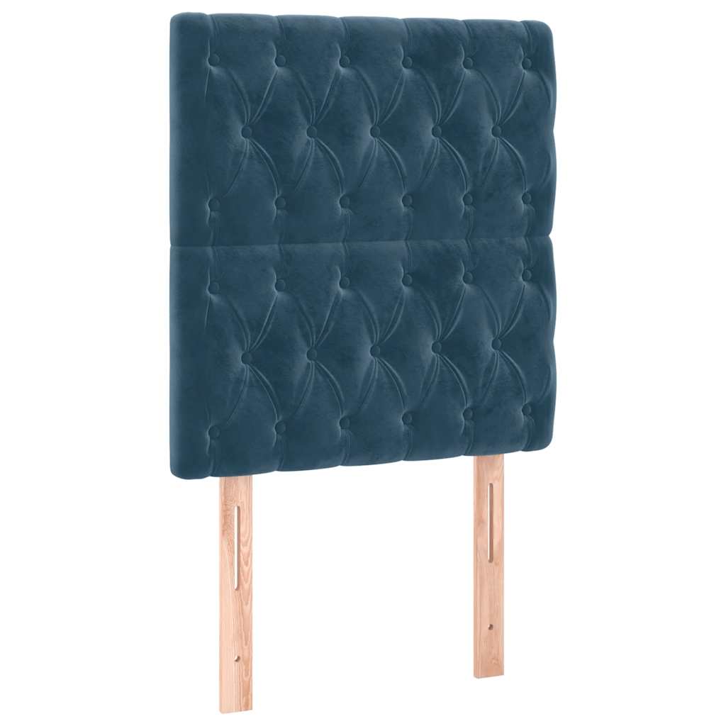 vidaXL Łóżko kontynentalne, materac i LED, niebieski aksamit 90x190 cm