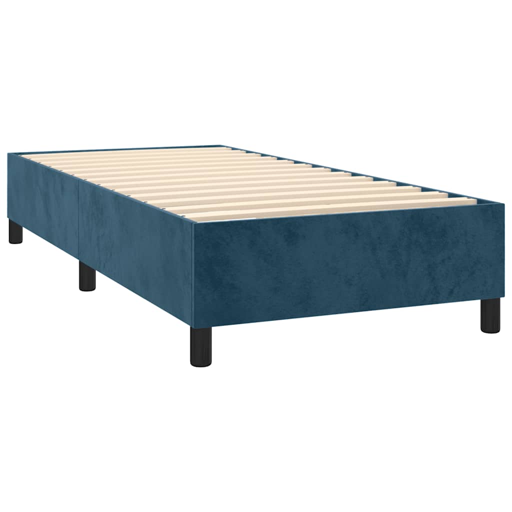 vidaXL Łóżko kontynentalne, materac i LED, niebieski aksamit 90x200 cm