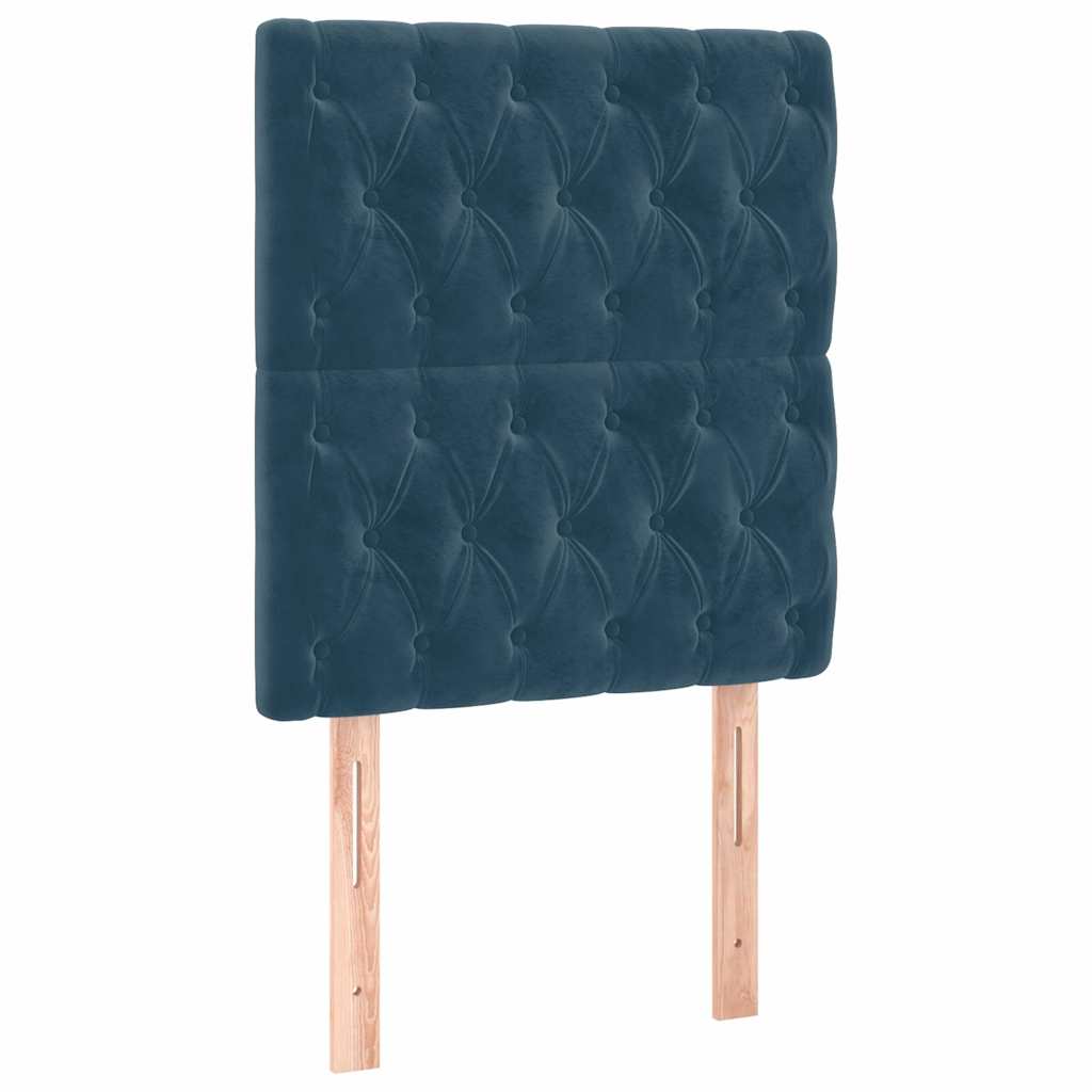 vidaXL Łóżko kontynentalne, materac i LED, niebieski aksamit 90x200 cm