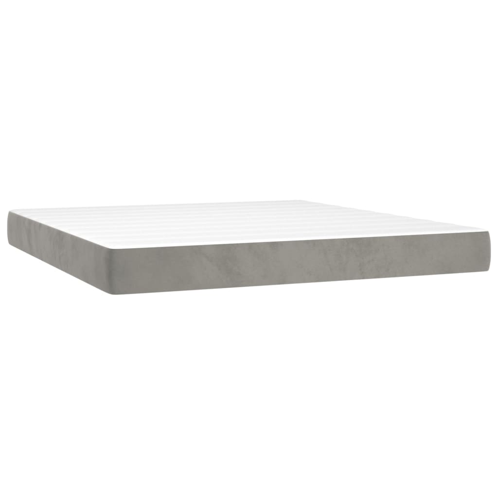 vidaXL Łóżko kontynentalne z materacem i LED, szare 180x200cm, aksamit