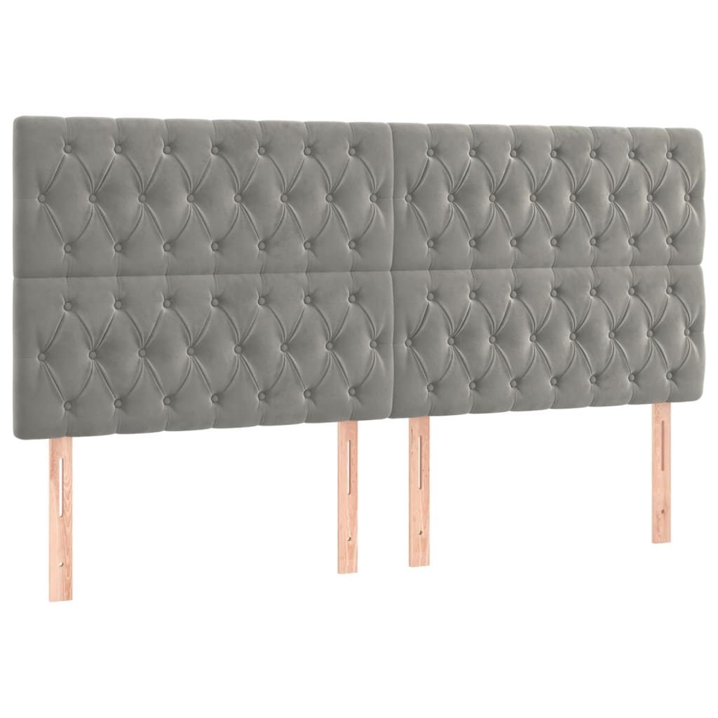 vidaXL Łóżko kontynentalne z materacem i LED, szare 200x200cm, aksamit