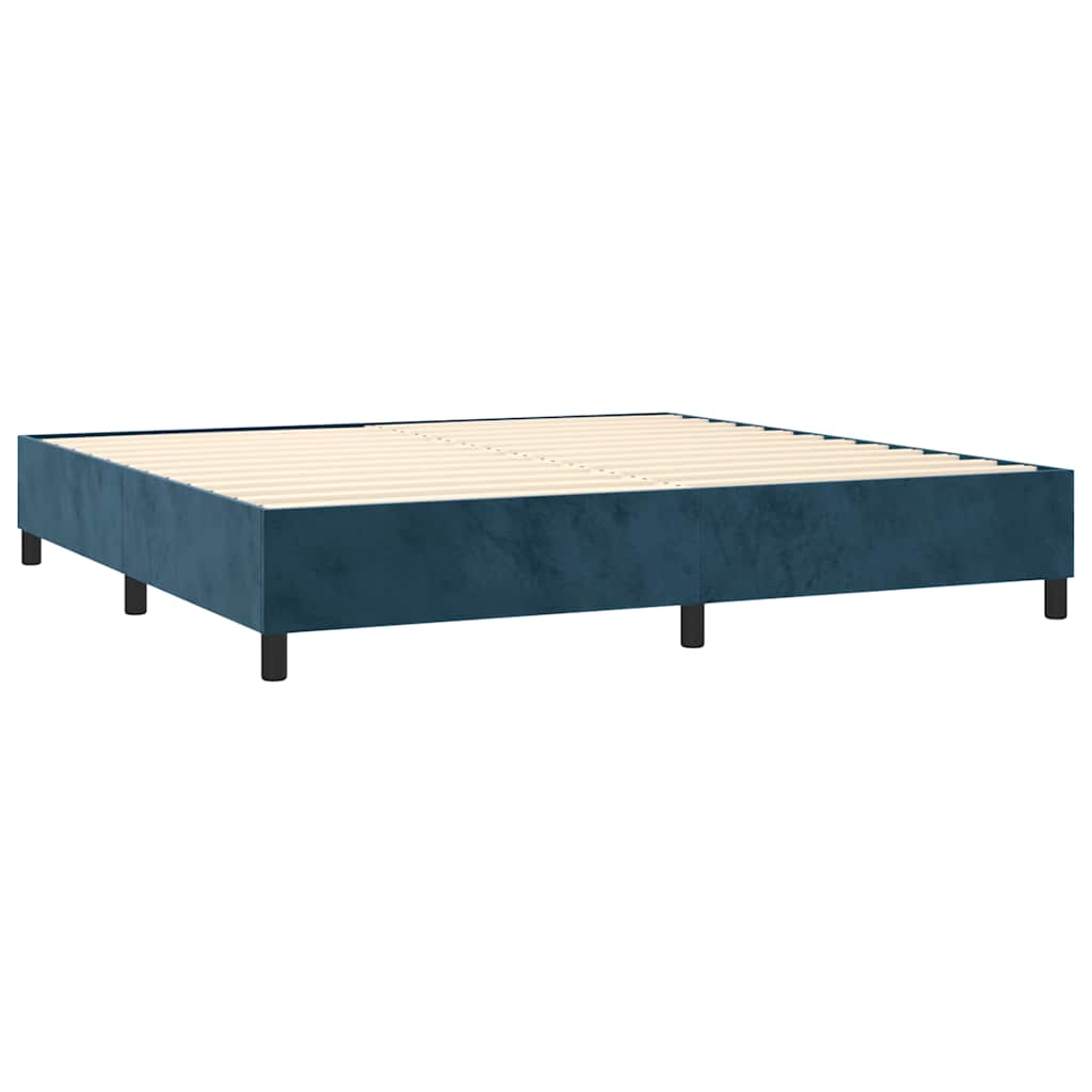 vidaXL Łóżko kontynentalne, materac i LED, niebieski aksamit 200x200cm