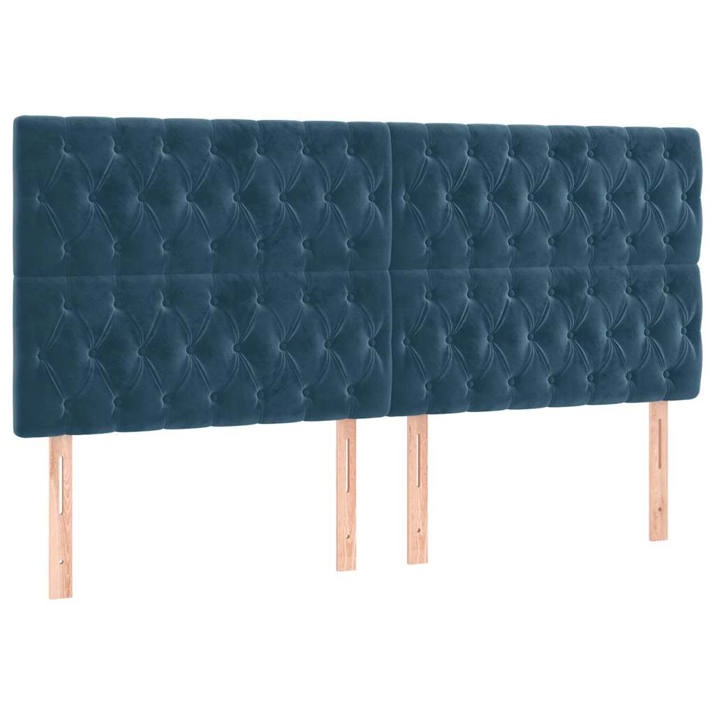 vidaXL Łóżko kontynentalne, materac i LED, niebieski aksamit 200x200cm
