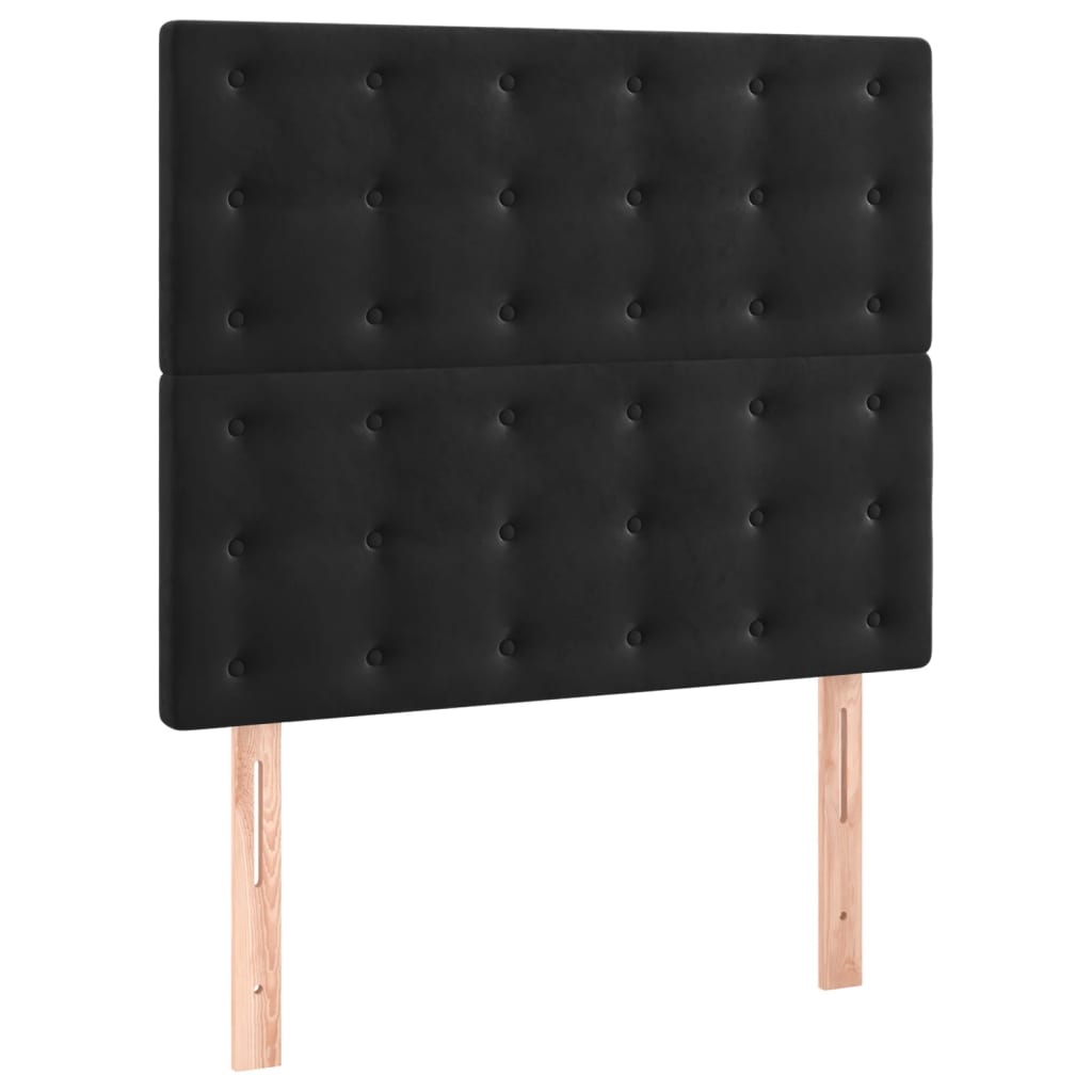 vidaXL Łóżko kontynentalne z materacem i LED, czarny aksamit 90x200 cm