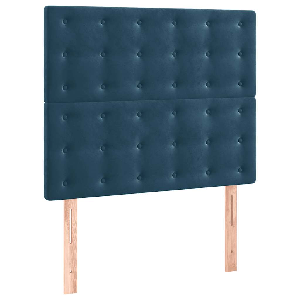 vidaXL Łóżko kontynentalne, materac i LED, niebieski aksamit 90x200 cm