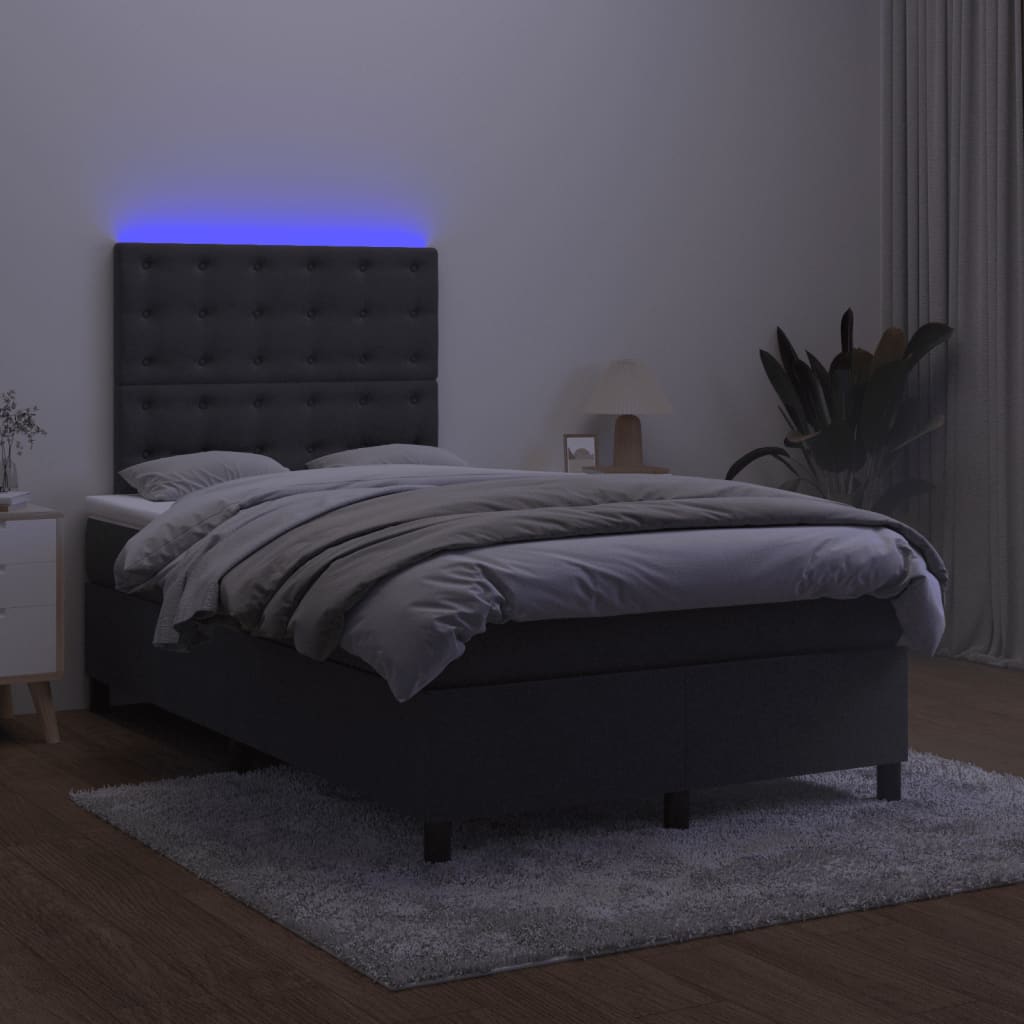 vidaXL Łóżko kontynentalne z materacem i LED, czarny aksamit 120x200cm