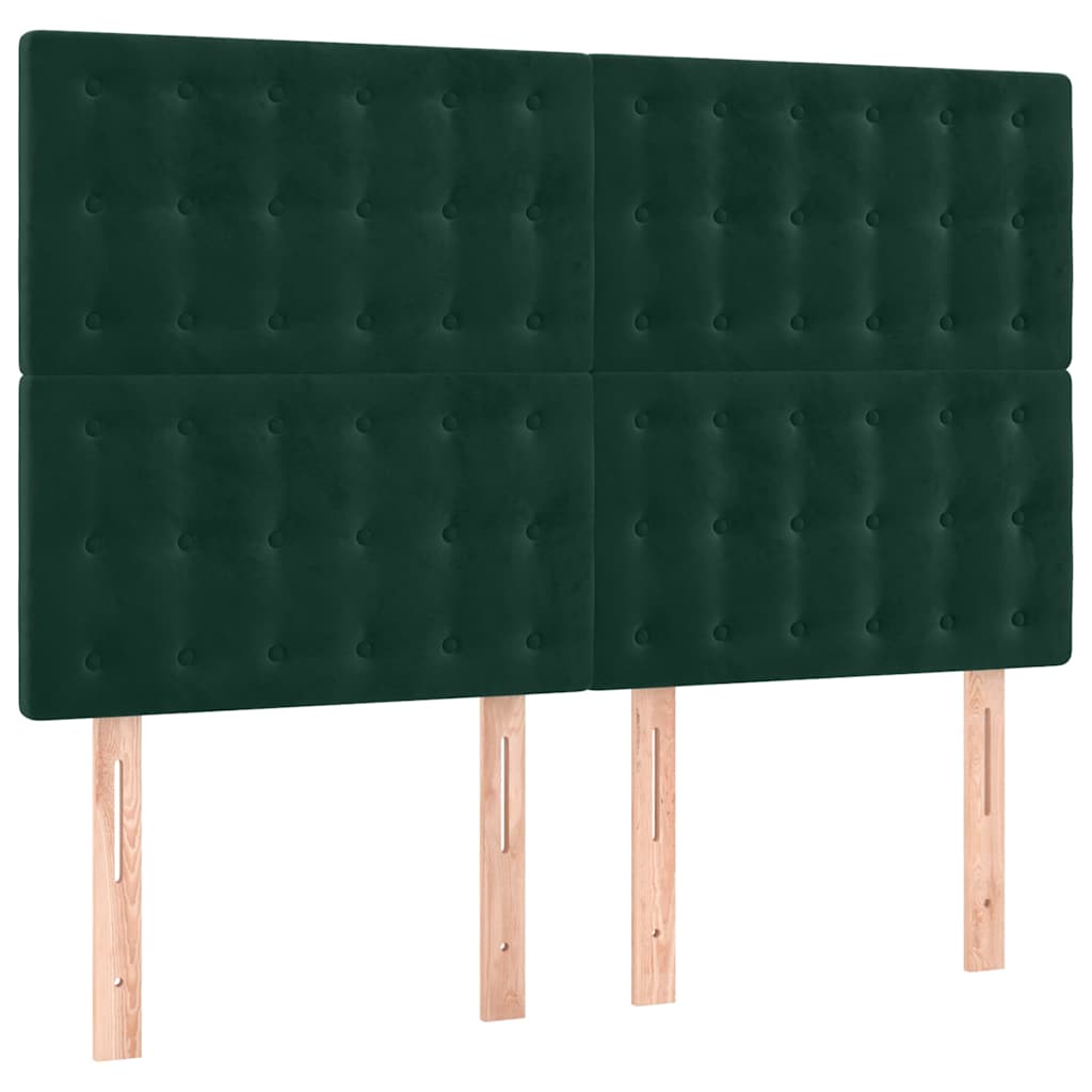 vidaXL Łóżko kontynentalne z materacem i LED zielony aksamit 140x190cm