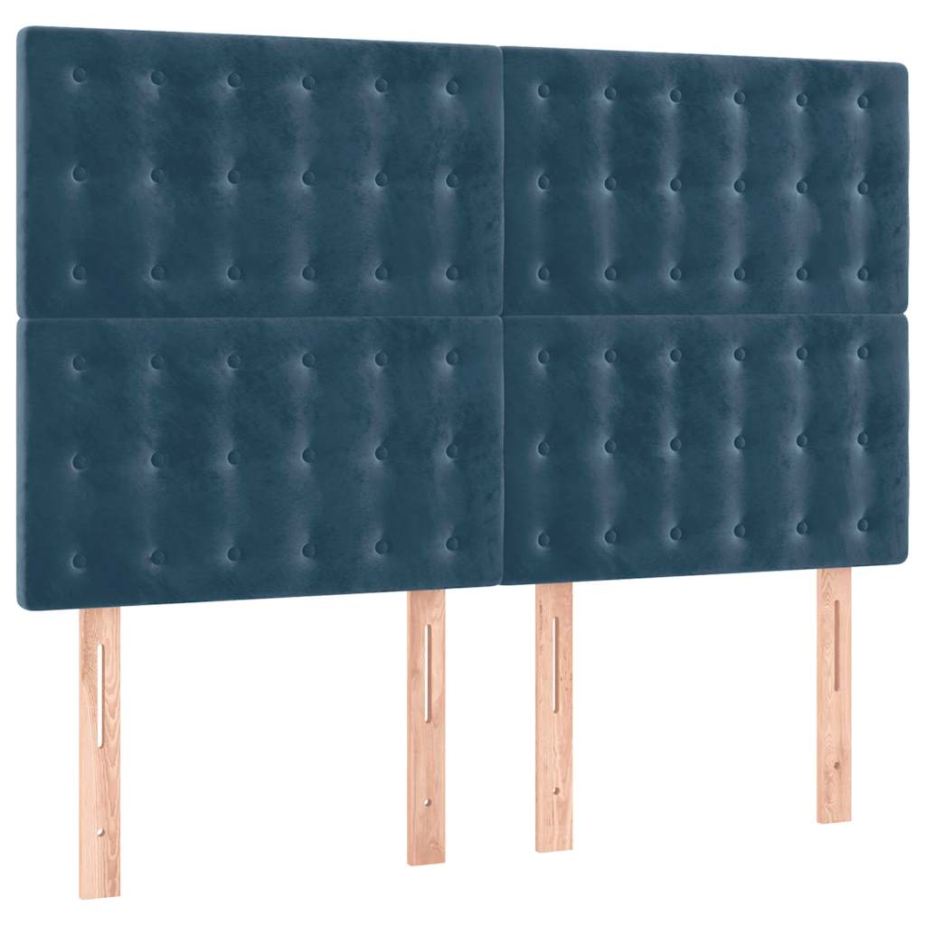 vidaXL Łóżko kontynentalne, materac i LED, niebieski aksamit 140x190cm