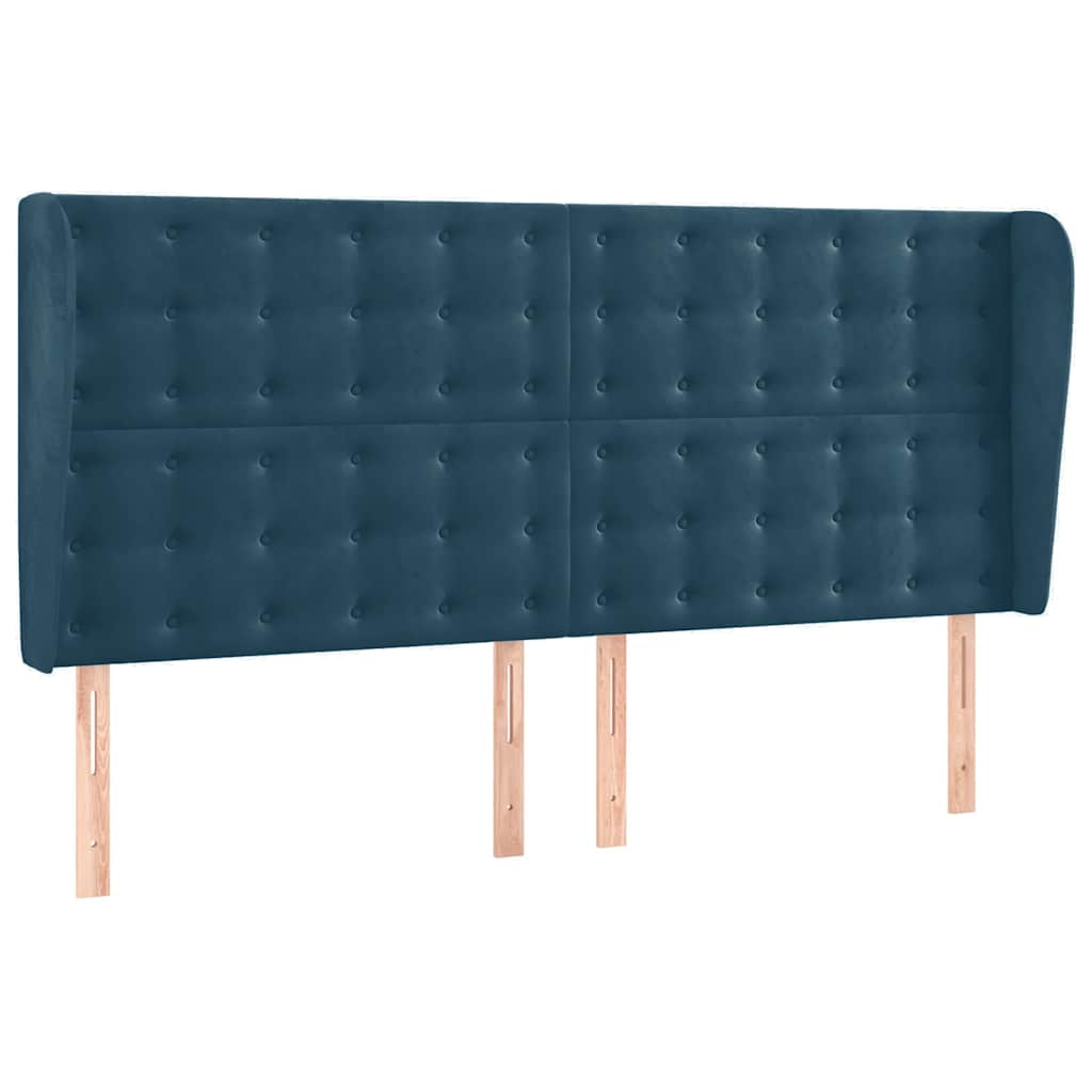 vidaXL Łóżko kontynentalne, materac i LED, niebieski aksamit 180x200cm