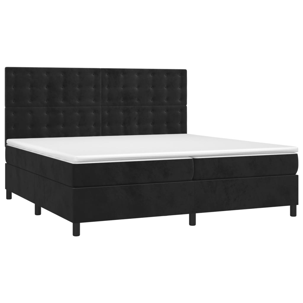 vidaXL Łóżko kontynentalne z materacem i LED, czarny aksamit 200x200cm