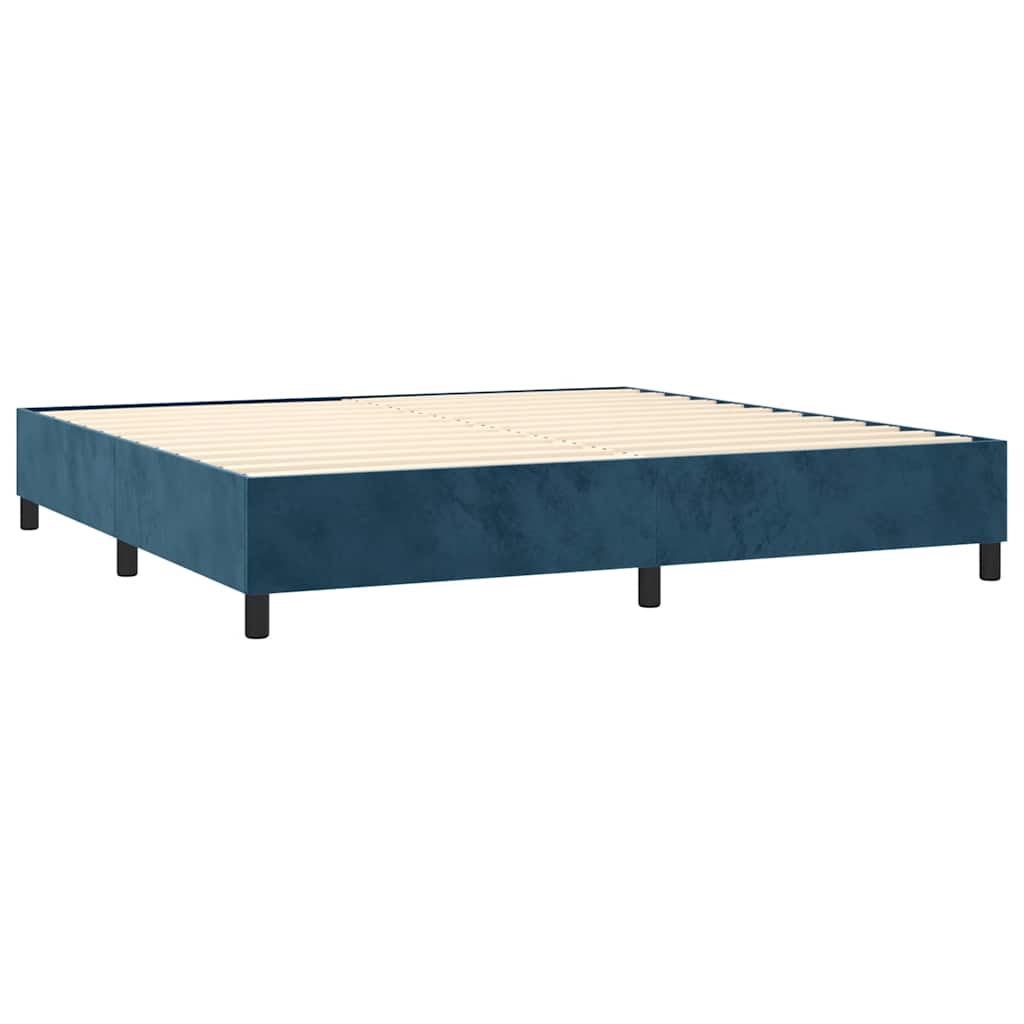 vidaXL Łóżko kontynentalne, materac i LED, niebieski aksamit 200x200cm