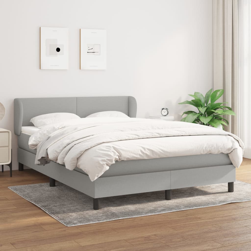 vidaXL Łóżko kontynentalne z materacem, jasnoszare 140x200 cm, tkanina