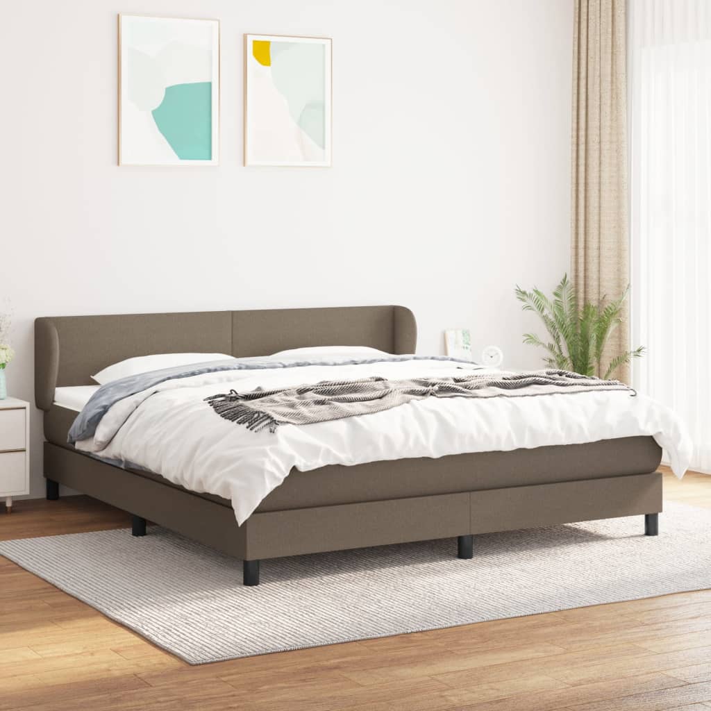 vidaXL Łóżko kontynentalne z materacem, taupe, tkanina, 160x200 cm