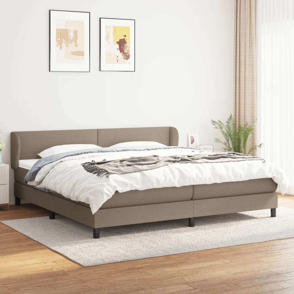 vidaXL Łóżko kontynentalne z materacem, taupe, tkanina, 200x200 cm