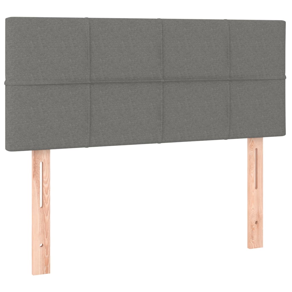 vidaXL Łóżko kontynentalne z materacem, ciemnoszara tkanina 90x200 cm