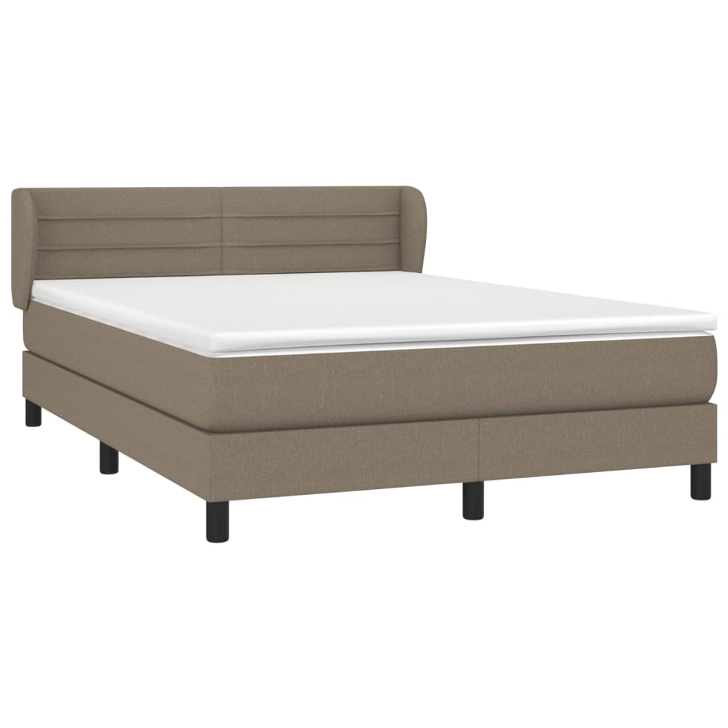 vidaXL Łóżko kontynentalne z materacem, taupe, tkanina, 140x190 cm