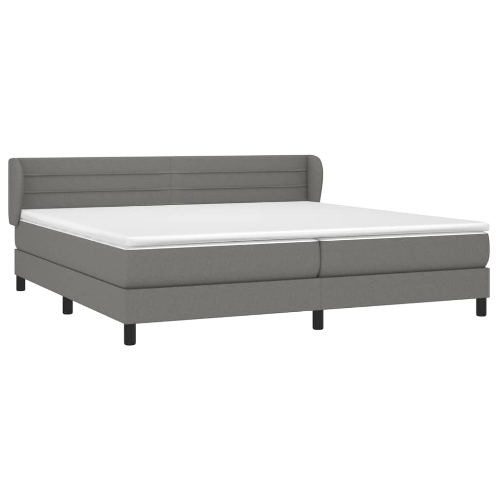 vidaXL Łóżko kontynentalne z materacem, ciemnoszara tkanina 200x200 cm