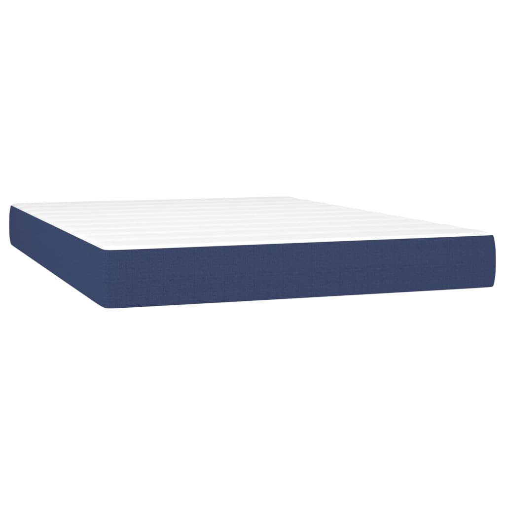 vidaXL Łóżko kontynentalne z materacem, niebieskie, tkanina 140x190 cm