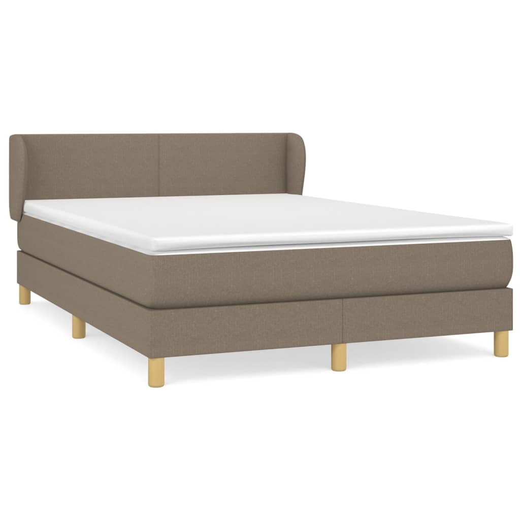 vidaXL Łóżko kontynentalne z materacem, taupe, tkanina, 140x200 cm