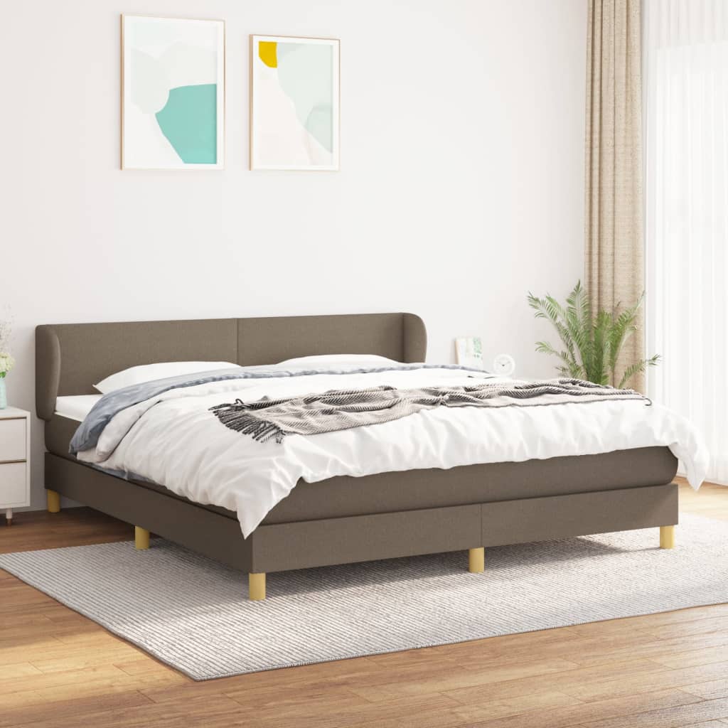 vidaXL Łóżko kontynentalne z materacem, taupe, tkanina, 160x200 cm